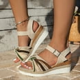 thumbnail image 4 of Mepaouo Women's Wedge Sandals Peep Toe High Heel Platform Espadrilles Bohemian Shoes with Ankle Strap, 4 of 8