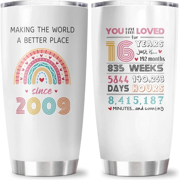 Sweet 16 Gifts for Girls, 16th Birthday Decorations Tumbler 20OZ 1PC, Gifts for 16 Year Old Girl, Sweet Sixteen Party Decorations, Presents for 16th Birthday Gift Ideas Cup Mug