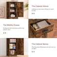 thumbnail image 4 of Tall Bathroom Cabinet with 6 Shelves, Narrow Linen Cabinet with 2 Doors & 1 Drawer, Freestanding Storage Cabinet, for Bathroom, Living Room, Kitchen, Rustic Brown, 4 of 8