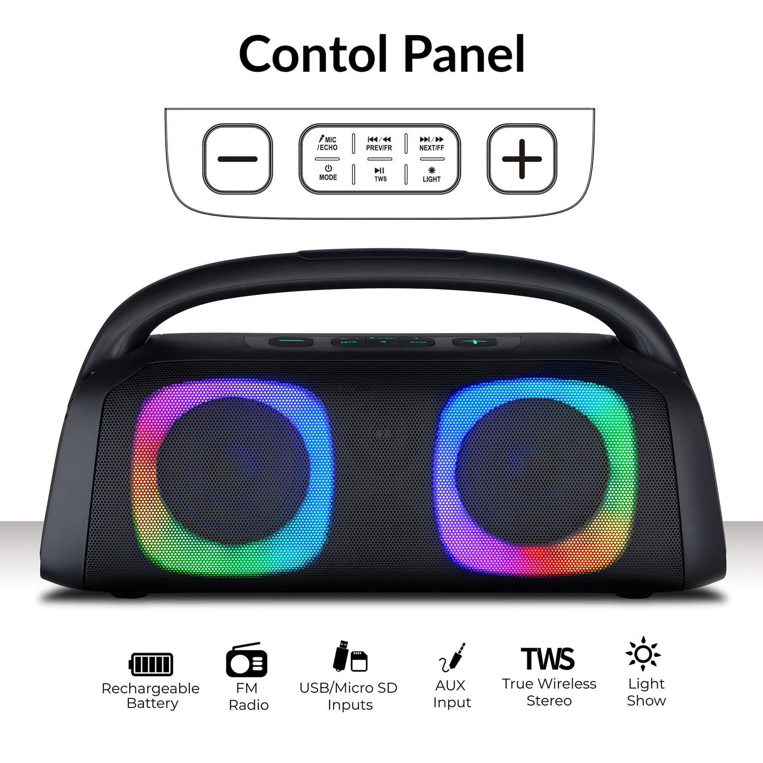 IQ Sound Bluetooth Boom Box Speaker with FM Radio, RGB Light Show, and Remote, True Wireless, Black, IQ-3540BT, IQ-3540BT - Walmart.com IQ Sound Bluetooth Boom Box Speaker with FM Radio, RGB Light Show, and Remote, True Wireless, Black, IQ-3540BT, IQ-3540BT - Walmart.com