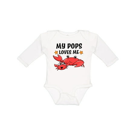 

Inktastic My Pops Loves Me- cute crab family Boys or Girls Long Sleeve Baby Bodysuit