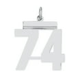 thumbnail image 1 of Sterling Silver Rhodium-plated Medium Polished Number 74 Charm QMS74 (21mm x 16mm), 1 of 2
