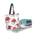 thumbnail image 2 of FORMRS Womens Canvas Tote Bag with Zipper Inner Pocket Shoulder Handbag, Red Santa Hats Pattern, 2 of 7