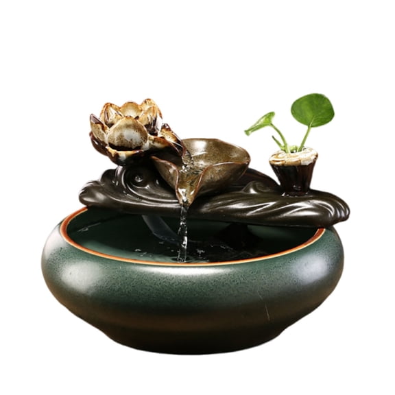 Tabletop Indoor Fountain, Ceramic Water Fountain Flowing Water Ornaments,Relaxation Decoration for Office Living Room Bedroom garden