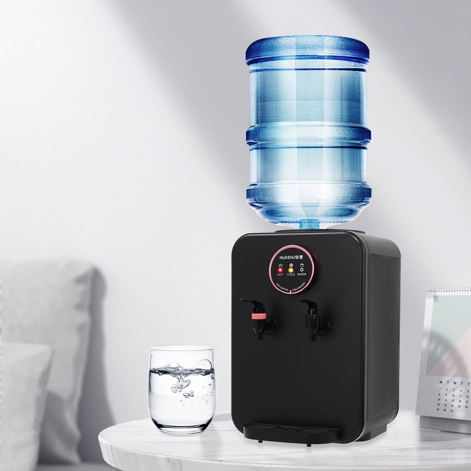 Home Desktop Water Dispenser Mini Water Cooler Dispenser with Hot Cold and Room Temperature Water, Premium Countertop Water Cooler for 1 to 5 Gallons Bottle