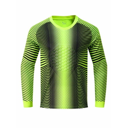 Yartina Kids Boys Soccer Goalkeeper Jersey Goalie Shirt Training Long Sleeve Padded Chest Tops Fluorescent Green 24