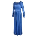 thumbnail image 3 of Maxi Plisados ​​de Manga Larga a Rayas Manga 3/4 Mujer Casual - se describe Hugo vestido maxi a rayas, 3 of 10