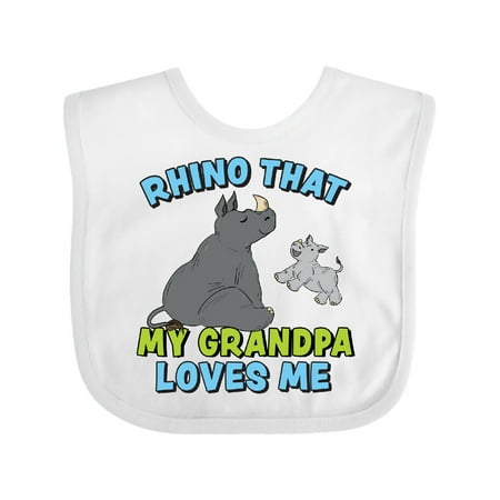 

Inktastic Rhino That My Grandpa Loves Me with Cute Rhinos Gift Baby Boy or Baby Girl Bib