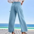 thumbnail image 5 of Qetyuw Women's Wide Leg Pants High Waist Drawstring Palazzo Pants with Big Pockets Stretch Loose Lightweight Flowy Beach Sleep Trousers, 5 of 8