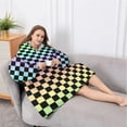 thumbnail image 5 of Oversized Wearable Blanket Hoodie,Gradient Color Checkered Pattern Sherpa Blanket Hoodie with Super Pockets,Super Warm Fuzzy Pullover for Women & Men, 5 of 6