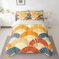 thumbnail image 2 of Feelyou Tokyo Folding Fan Twin Bedding Sets 7-Piece, Chic Stripes Minimalism Bedding Comforter Set, Retro Japanese Style Reversible Sheet Sets, Breathable Home Decor, 2 of 8