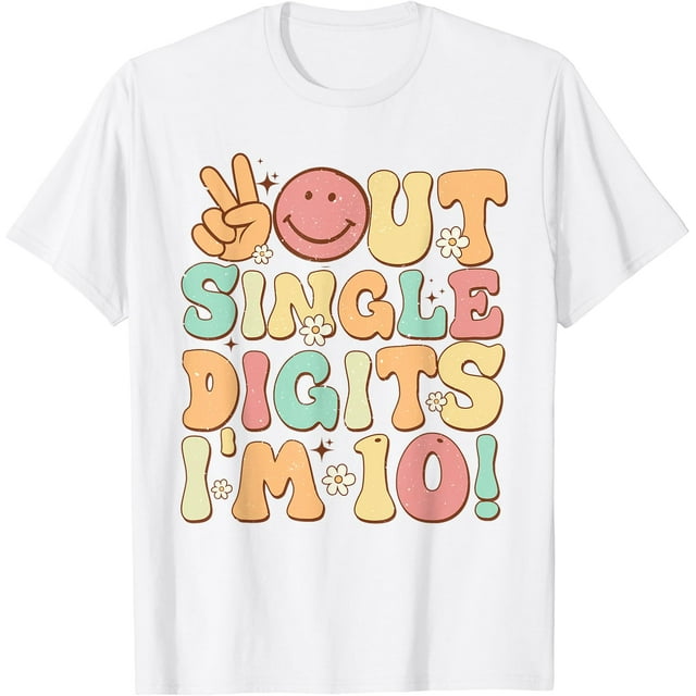 T-Shirt Fille 10e Anniversaire Rétro à Chiffres Uniques - comme sur l'Image - m