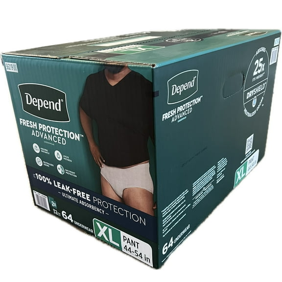 Depend Fresh Protection Advanced Underwear for Men, X-Large (64 Count)