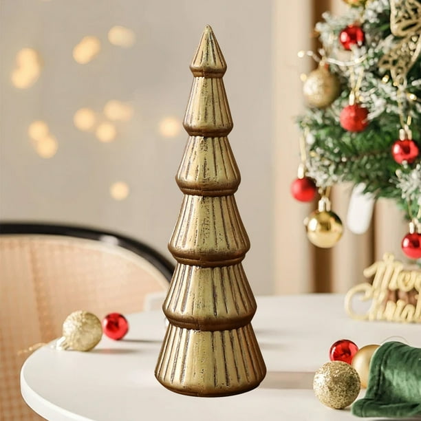 Adorno Navideño de Madera para Árbol de Navidad, Decoración de Escritorio para Interiores | Adorno Dorado de Madera, 34 X 11 Cm | Tamaño Ideal para Cualquier Árbol | Decoración para El Hogar y Casas