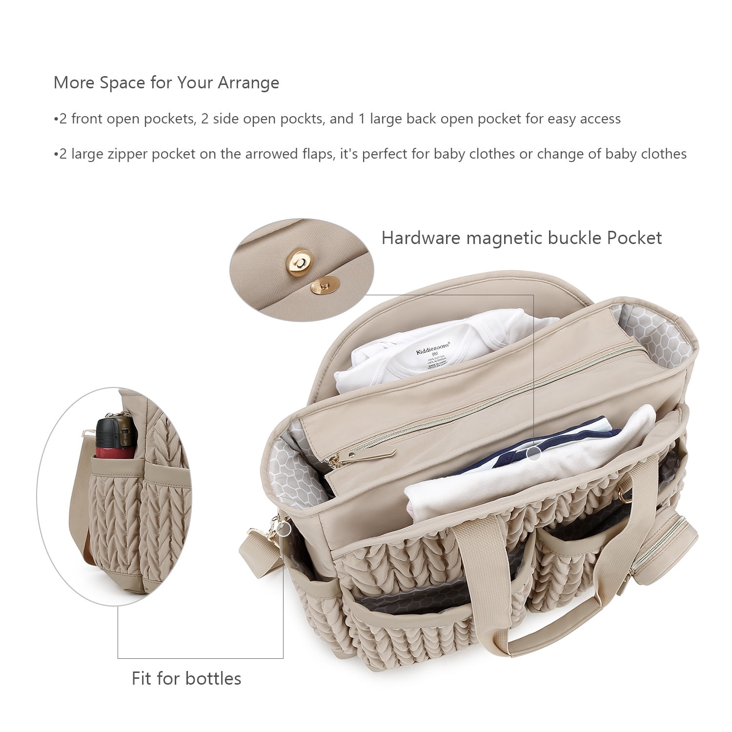 Sunyuer Diaper Bag Tote for Daily Use, Quilted Mommy Bag Function Maternity Bag Diaper Changing Messenger with Shoulder Strap Wet Pocket