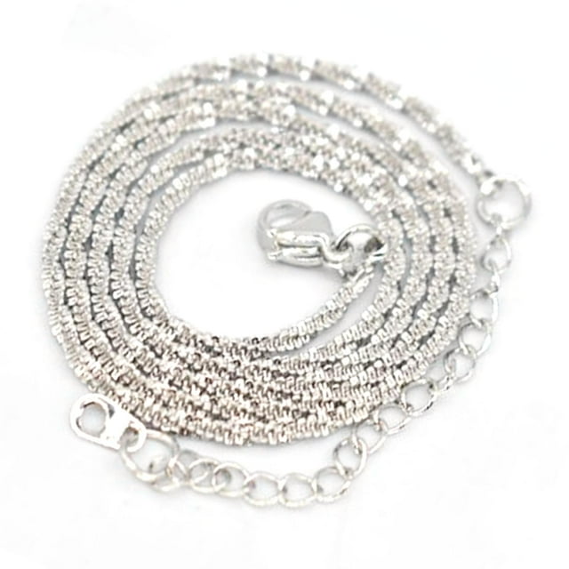 Cadena de cuerda torcida de plata Exquisito collar de cuerda de plata chapado en plata clásico de 17,7 pulgadas