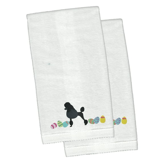 Poodle Easter White Embroidered Plush Hand Towel Set of 2