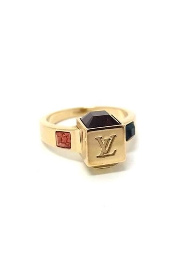 Pre-Owned LOUIS VUITTON Louis Vuitton Ring Bague Gamble M75425 Gold Metal Rhinestone Women's...