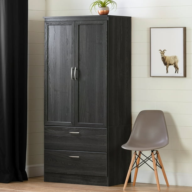 South Shore Acapella Wardrobe Armoire Gray Oak Walmart Com Walmart Com