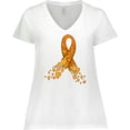 thumbnail image 3 of Inktastic Leukemia Awareness with Orange Ribbon Made of Hearts Women's Plus Size V-Neck T-Shirt, 3 of 5