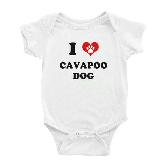 I Heart Cavapoo Dog Funny Baby Jumpsuits Newborn Clothes (White, 12-18 Months)