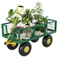 thumbnail image 3 of 900 Lbs Steel Garden Cart, Heavy Duty Garden Wagon Cart Pullable on Wheels, Metal Yard Utility Wagon Carts with 10" All Terrain Tires, Mesh Removable Sides and 180°Rotating Handle, 3 of 10