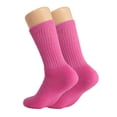 thumbnail image 3 of Solid Cotton Cushion Crew Socks for Women and Men Hot Pink 6 Pairs Size 9-11, 3 of 9