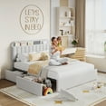 thumbnail image 6 of Festisoul Queen Bed Frame with Storage Headboard & 2 Drawers, Boucle Upholstered Platform Bed with Bookcase, No Box Spring Needed, Noise Free, Gray, 6 of 7