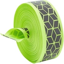 11Yard 1inch Wide Geometric Print Silver Sew On Reflective Ribbon Tape High Visibility Reflective Tape Strip Warning Tape for Clothing Rain Coats Jackets Green for DIY