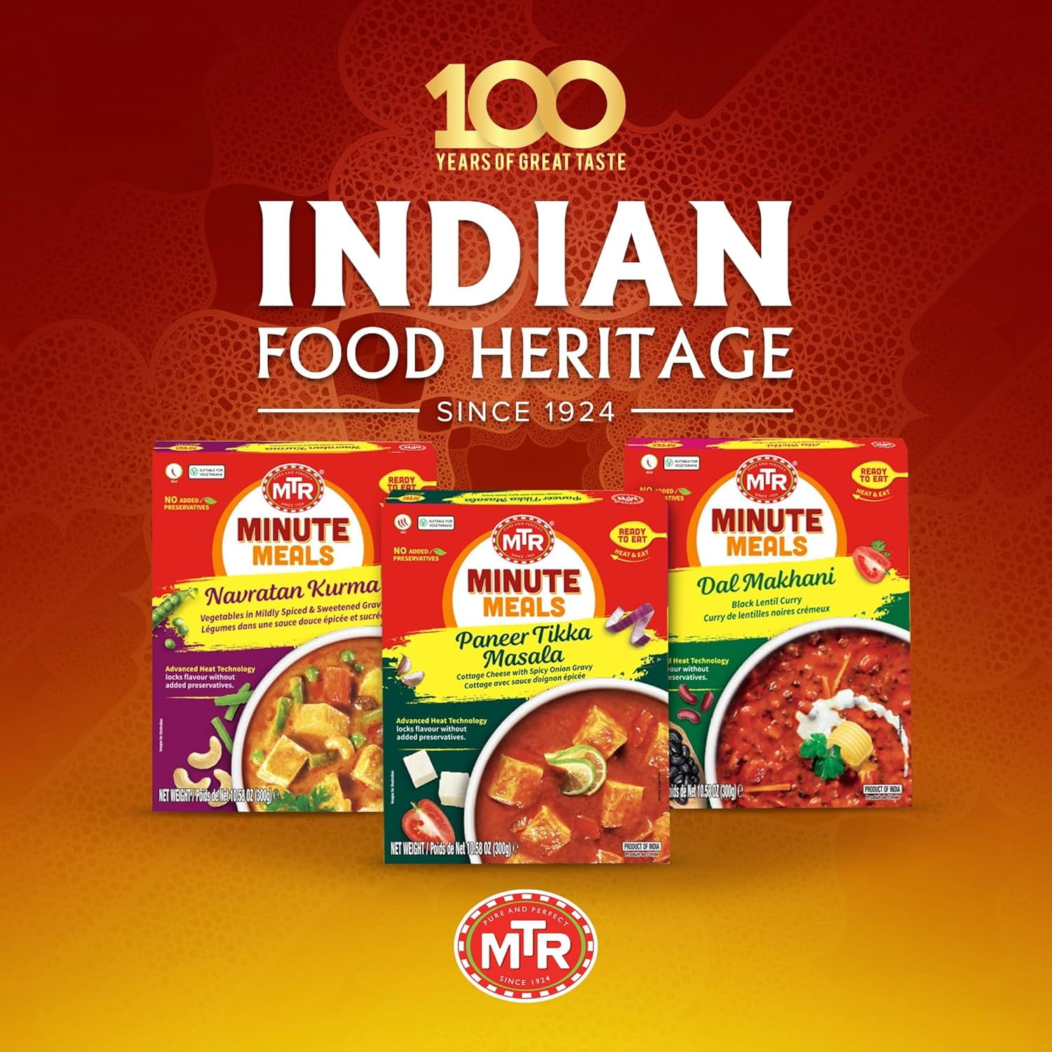 MTR Paneer Tikka Masala - Cottage Cheese with Spicy Onion Gravy - Tasty Indian Meal with No Added Preservatives - A Quick Meal Suitable for Vegetarians, Ready in Minutes! (300g, Pack of 6)