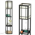 thumbnail image 1 of Gymax Modern Standing Shelf Floor Lamp w/ 1 Power Outlet & 2 USB Ports for Living Room, 1 of 10