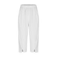thumbnail image 5 of Simua Women's Capris Pants Cotton Linen Casual Summer Straight Leg Loose Elastic Waist Cropped Trousers, 5 of 7