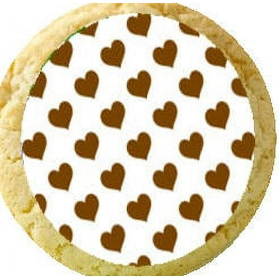 12 - 2 inch Brown and White Heart Edible Cupcake Image Toppers