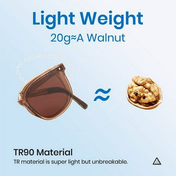Cyxus Folding Sunglasses For Women Men（easy to carry） Lightweight TR90 Polarized Sunglasses UV400 Protection Anti Glare（Light Brown）