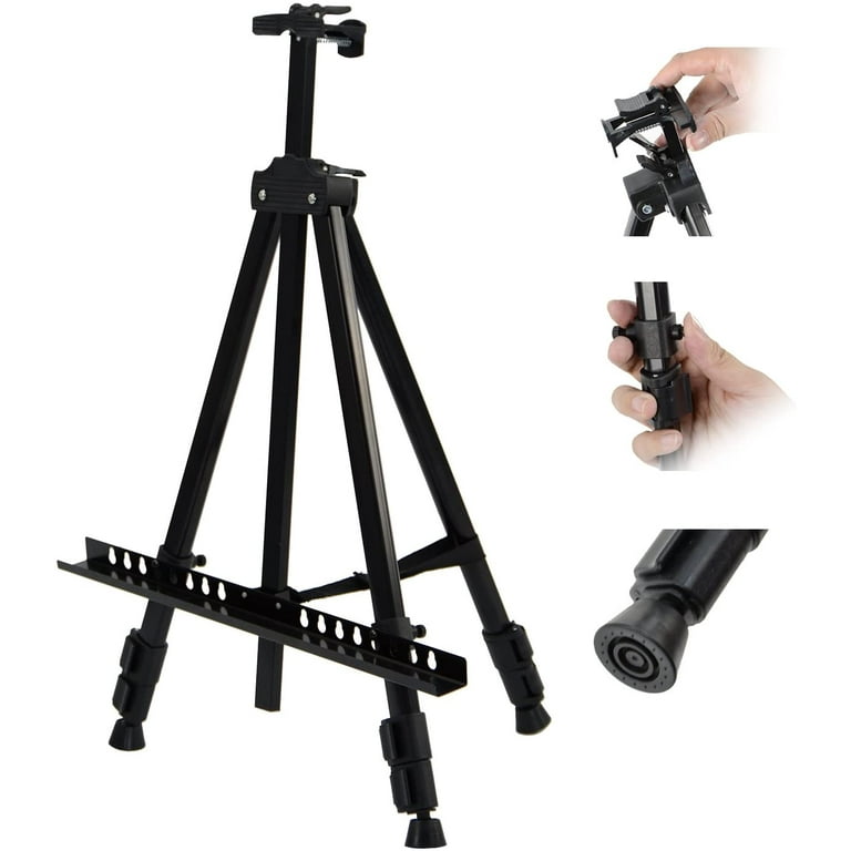  Display Artist Easel Stand - 63 Instant Tripod Collapsible  Portable Floor Easel - Easy Folding Adjustable Art Poster Metal Stand for  Display Show, Wedding, Painting - Silver : Office Products