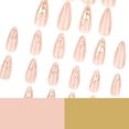 thumbnail image 6 of 24Pcs Artificial Nude Press On Nails for Women Girls,Medium/Long Almond Glue on Nails with Golden 3D Ripple,Reusable French Acrylic Full Cover Fake Nails for Beach Manicure Presents Daily Wear, 6 of 7