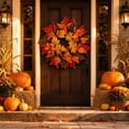 thumbnail image 4 of Fmbmuo Fall Wreath 22 Inch Artificial Sunflower Pumpkin Maple Leaf Wall Hanging Festive Harvest Thanksgiving Decor,Yellow, 4 of 5