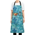 thumbnail image 5 of Turquoise and Blue Flowers Kitchen Apron with 2 Pockets Adjustable waterproof Cooking Aprons for Women Men Chef, 5 of 7