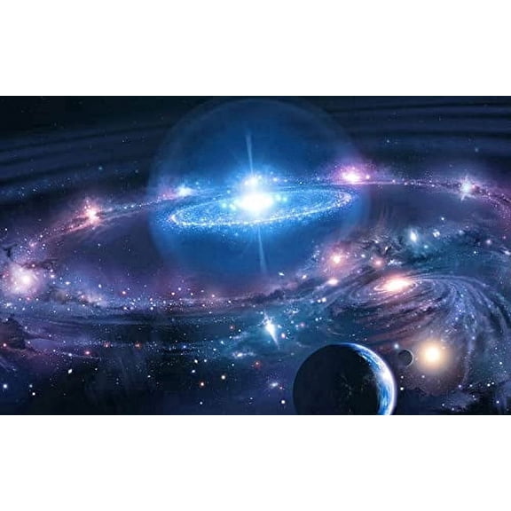 Space and Planets Edible Image Icing Cake Topper for Quarter Sheet Cake, by TNCT