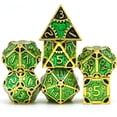 thumbnail image 1 of GFDYREE Steampunk Style Metal Dice Set 7 Die Polyhedral DND Dice Set D&D Dice for Dungeons and Dragons Role Playing Game and Math Teaching (Gold-Green Black), 1 of 7