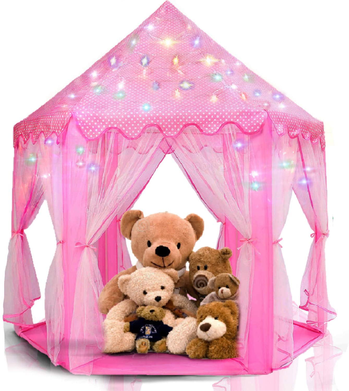 LED START Light in USA Outdoor and Indoor Princess Castle Tent Pink Huge Size 