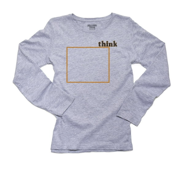 Funny Think Outside the Box Graphic Women's Long Sleeve Grey T-Shirt