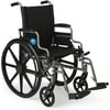 Medline Basic Lightweight Wheelchair with Flip-Back Desk Arms & Swing Away Legrests, 20"x 18" Seat, Supports up to 300 lbs, Black