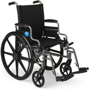 Medline Basic Lightweight Wheelchair with Flip-Back Desk Arms & Swing Away Legrests, 20"x 18" Seat, Supports up to 300 lbs, Black