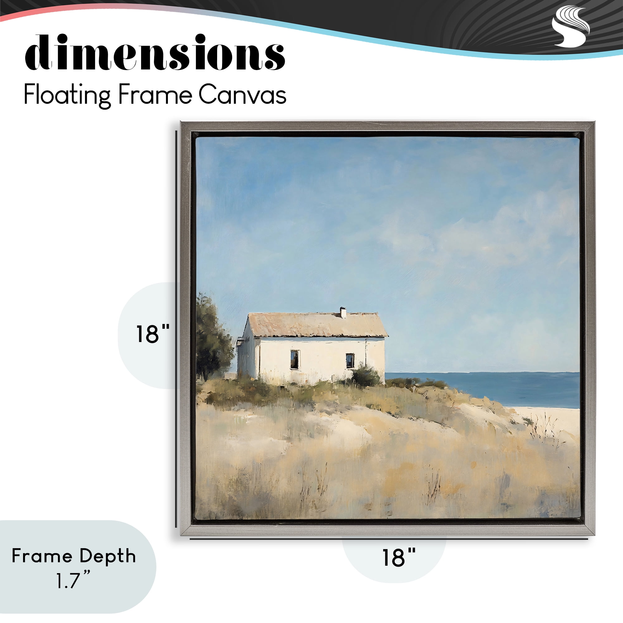 Stupell Industries Simple Beach House on Dunes Gray Framed Floater Canvas Wall Art, design by Creative Studio