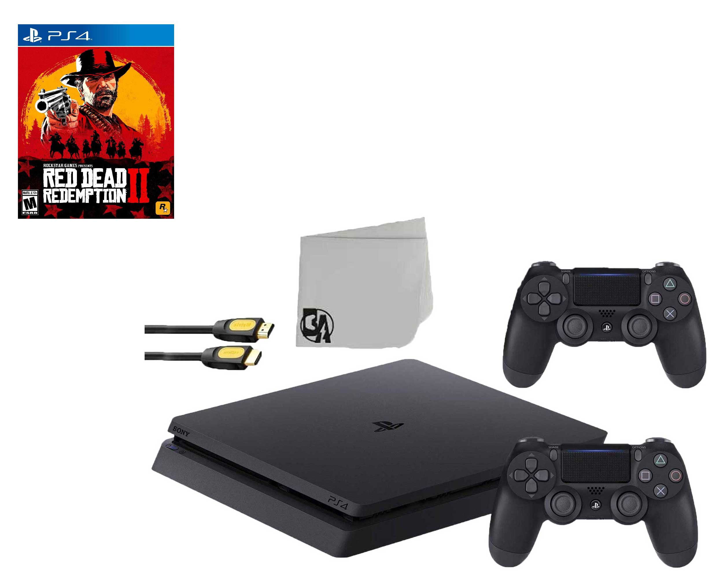 Sony 2215A PlayStation 4 Slim 500GB Black 2 Controller Included with Read Dead Redemption 2 Game BOLT AXTION Bundle Lke New Walmart.com
