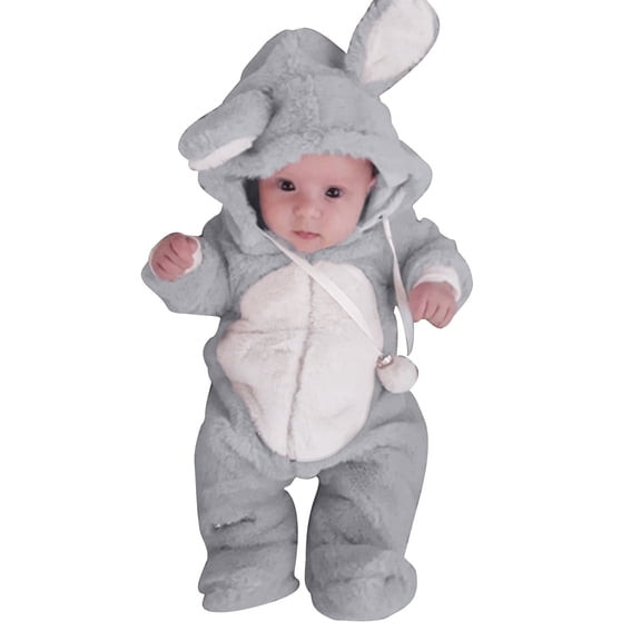 CUZIBR Baby Boys Girls Winter Cute Ear Jumpsuit Oneise Romper Warm Outwear Classic Dailywear For Toddler