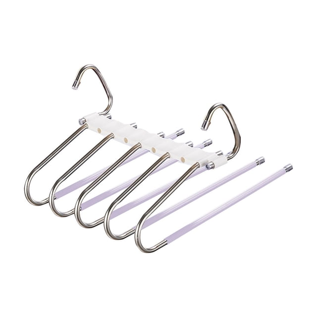Lksixu Porte-Pantalons en Acier Inoxydable Clip Multifonctionnel Antidérapant Armoire Multi-Couches Sans Marque Cintre Rangement Bacs Organisateurs et Rangement