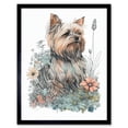 thumbnail image 1 of Yorkshire Terrier Dog in Wildflowers Bright Watercolour Illustration Art Print Framed Poster Wall Decor 12x16 inch, 1 of 5