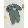 thumbnail image 3 of Bagilaanoe Newborn Baby Girl Boy Jumpsuits Contrast Color Long Sleeve Bodysuits 3M 6M 12M 18M Infant Casual One Piece Romper, 3 of 8
